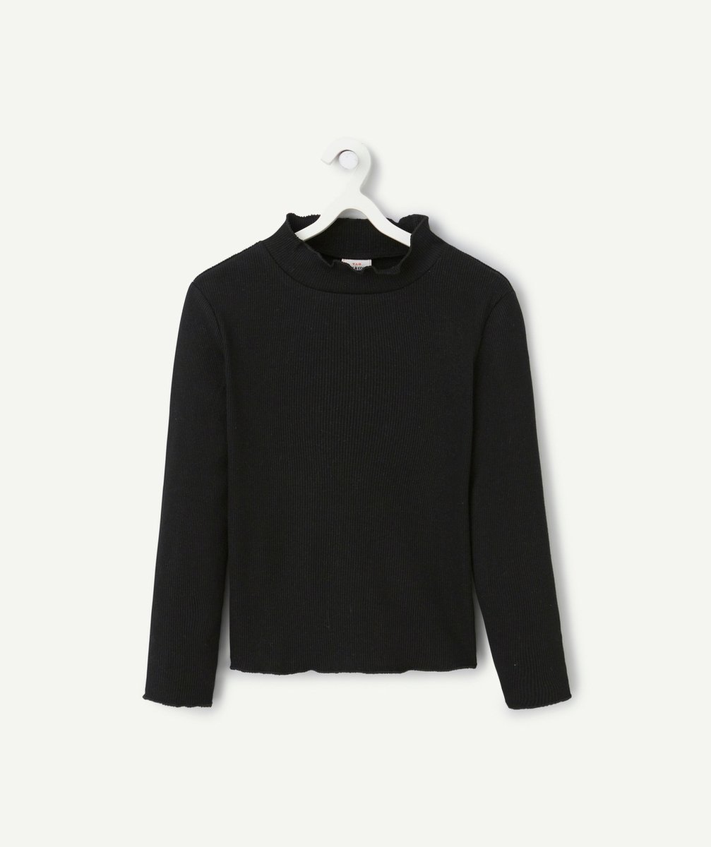   - sous-pull fille noir côtelé et pailleté avec festons