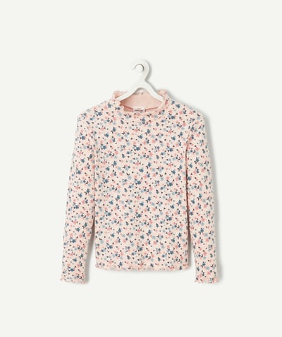 CategoryModel (8821758066830@3387)  - Sous-pull fille en coton bio imprimé fleuri côtelé