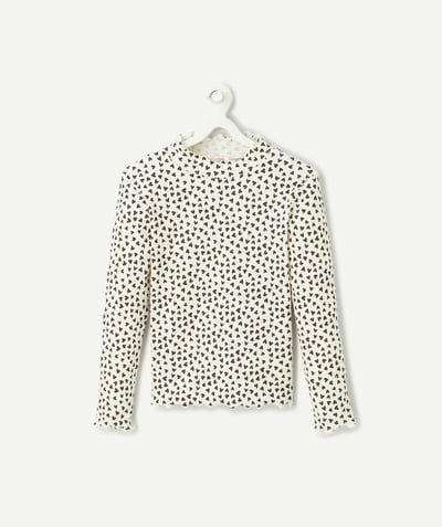 CategoryModel (8821758591118@1688)  - sous-pull fille en coton bio blanc imprimé coeur noir