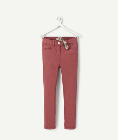 CategoryModel (8826176241806@1068)  - Pantalon skinny fille en fibres recyclées rouge avec noeud