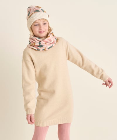 CategoryModel (8826174701710@103)  - long-sleeved girl's dress in beige sequined knitted recycled fibers