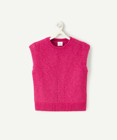 CategoryModel (8824929026190@714)  - Pull fille en fibres recyclées sans manches fuchsia