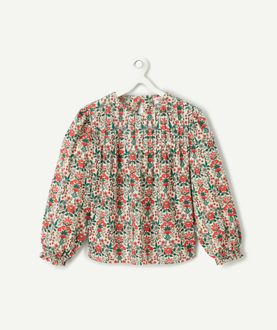 CategoryModel (8821761573006@30866)  - girl's blouse in red and green floral print organic cotton