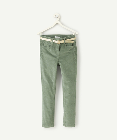 CategoryModel (8826176209038@833)  - Girl's green recycled-fiber skinny jeans with belt