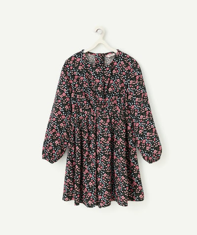 CategoryModel (8826174701710@103)  - black girl's long-sleeved floral print dress