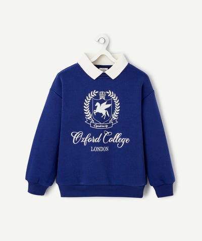 CategoryModel (8821761573006@30876)  - Sweat fille bleu col polo avec broderie