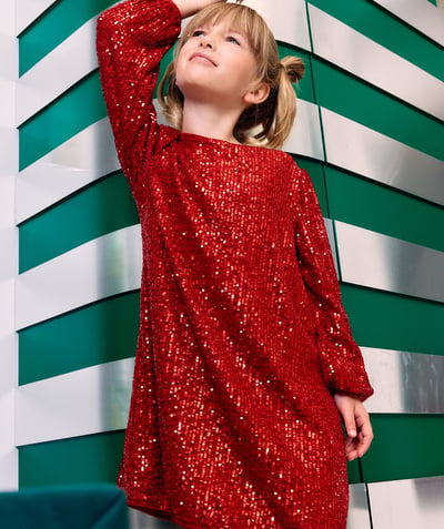 CategoryModel (8826174701710@103)  - Sequin red girl's dress, long sleeves