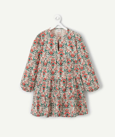 CategoryModel (8821764587662@21033)  - Robe fille manches longues avec manches bouffantes à fleurs