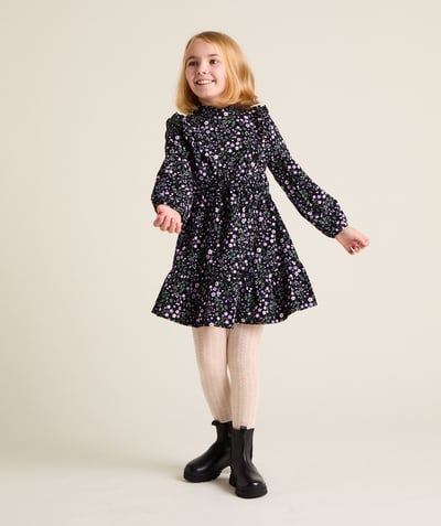 CategoryModel (8826174701710@103)  - long-sleeved black velvet flower print dress for girls