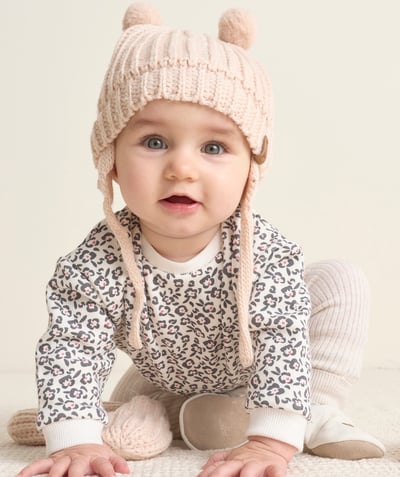 CategoryModel (8825486835854@168)  - long-sleeved baby girl sweatshirt in white recycled fiber with small flower print