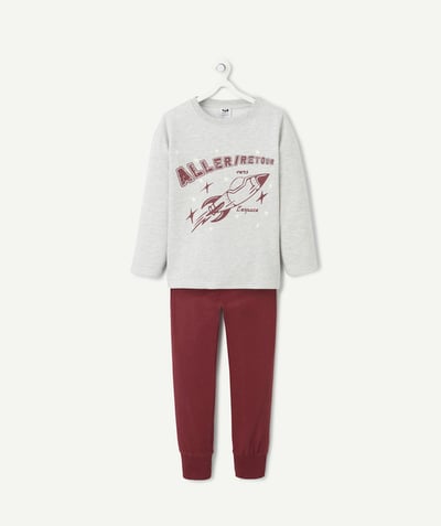 CategoryModel (8824928927886@20)  - Grey and burgundy organic cotton pyjamas for boys, space theme