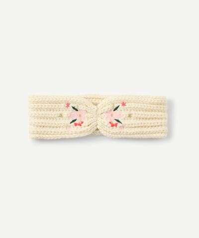 CategoryModel (8821752103054@1937)  - Girl's headband knitted from recycled fibers with floral embroidery