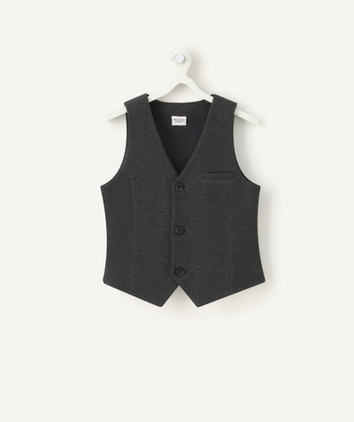 CategoryModel (8821761507470@10190)  - boy's sleeveless jacket in anthracite grey recycled fibers