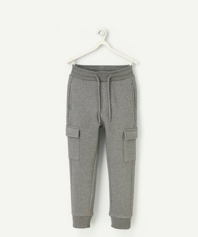 CategoryModel (8826305740942@159)  - jogging garçon en fibres recyclées gris foncé chiné avec poches cargo