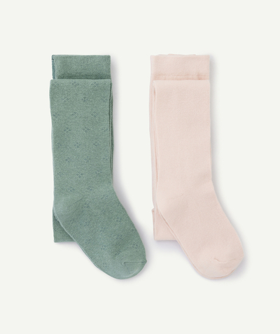 CategoryModel (8821759901838@505)  - set of 2 green and pink organic cotton tights for girls