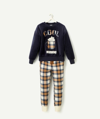 CategoryModel (8821761507470@9356)  - boy's pyjamas in recycled fibres in navy blue velvet and checks