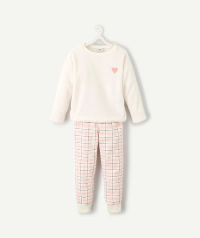 CategoryModel (8826206912654@3)  - Girl's long pyjamas in velvet with check and heart pattern