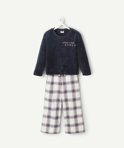 CategoryModel (8826206912654@3)  - Pyjama en polaire fille en coton bio bleu marine et à carreaux