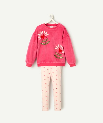 CategoryModel (8826206978190@227)  - pyjama fille en fibres recyclées rose en éponge thème fleurs