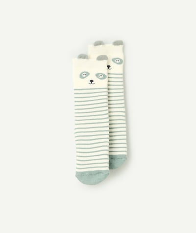 CategoryModel (8825060098190@26382)  - pair of non-slip baby boy socks panda ecru and green