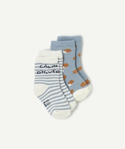 CategoryModel (8821758296206@2650)  - Lot de 2 chaussettes bébé garçon motifs hérissons et rayures