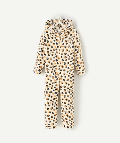 CategoryModel (8821761573006@30770)  - suprpyjama polaire fille en fibres recyclées écru imprimé pattes de chiens