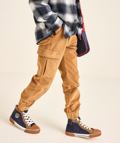 CategoryModel (8824928993422@14)  - Camel corduroy cargo pants for boys