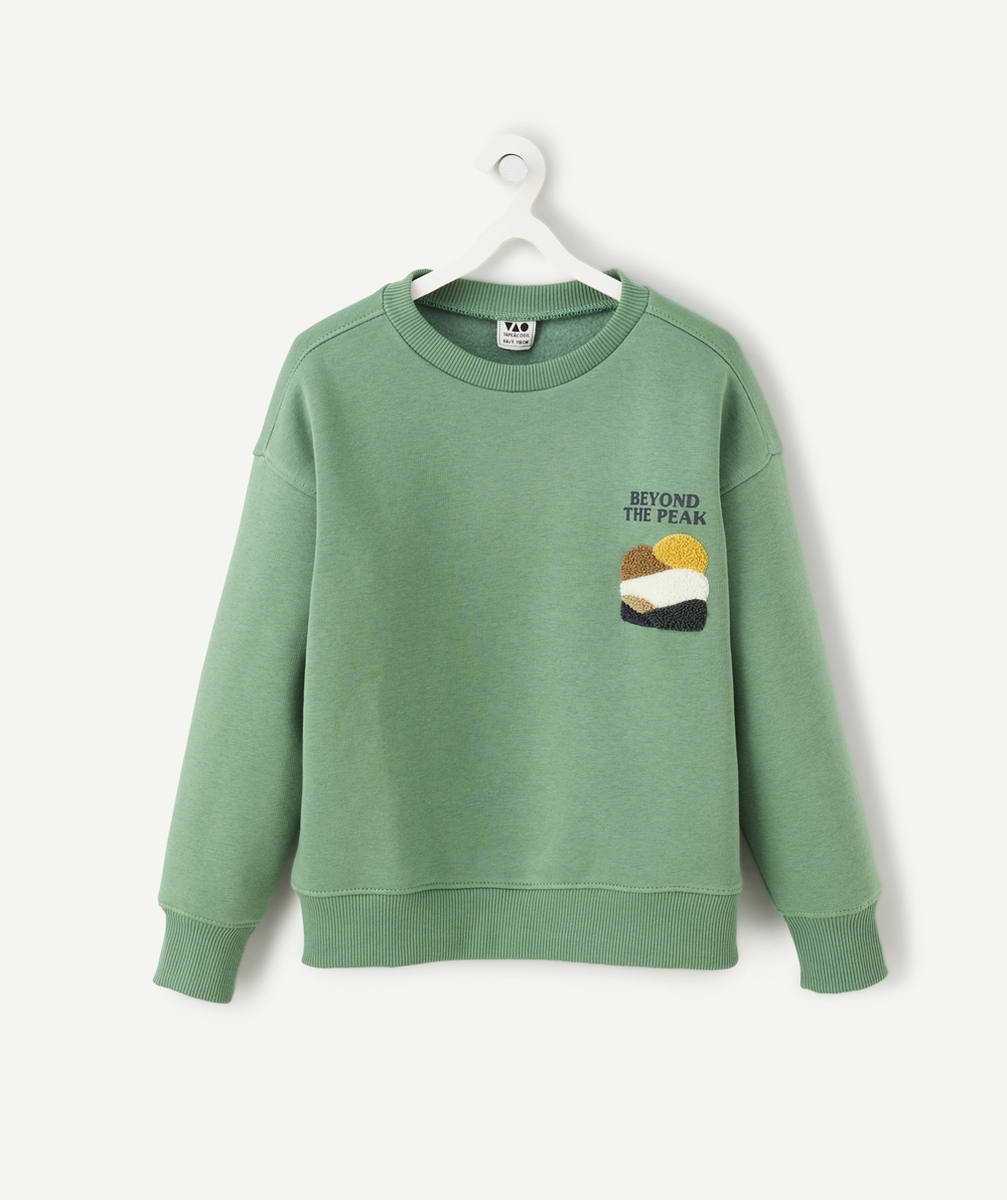   - Boy's green mountain sweatshirt