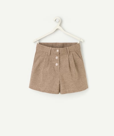 CategoryModel (8821764587662@20967)  - short fille en fibres recyclées marron imprimé pied de poule