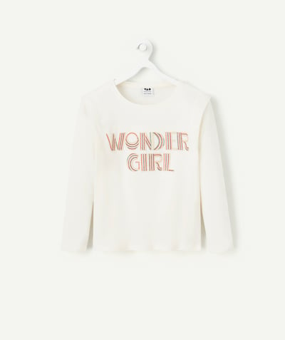 CategoryModel (8825585172622@5)  - Girl's long-sleeved white T-shirt with embroidered script