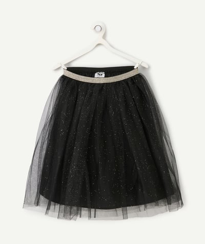 CategoryModel (8821761573006@30866)  - girl's pleated skirt in recycled black tulle with sequins and elastic