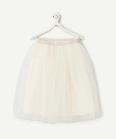 CategoryModel (8821761573006@30866)  - girl's pleated skirt in recycled fibers, white tulle with sequined elastic