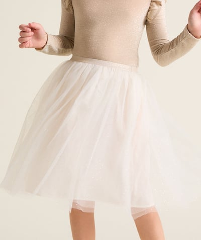 CategoryModel (8821758722190@1159)  - jupe plissée fille en fibres recyclées en tulle blanc avec élastique pailleté