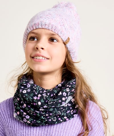 CategoryModel (8826175029390@178)  - Bonnet fille tricoté en fibres recyclées à pompon rose pastel