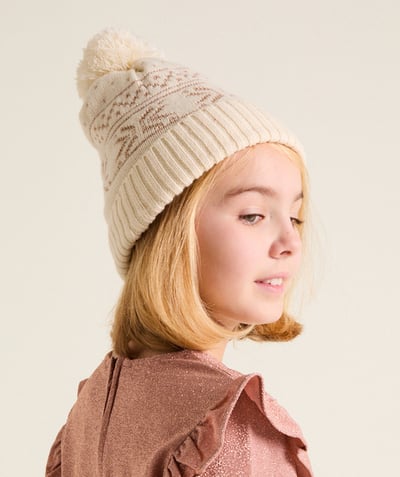 CategoryModel (8826175029390@178)  - Bonnet fille à motifs nordiques en fibres recyclées avec pompon