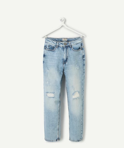 CategoryModel (8821766258830@3455)  - Jean droit garçon denim bleu clair effet troué