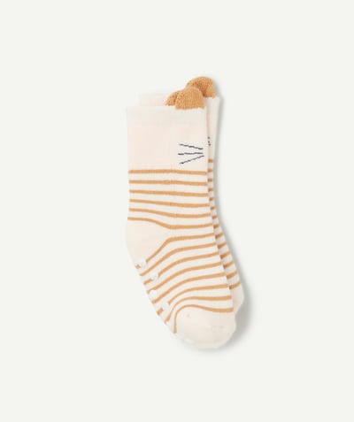 CategoryModel (8824896848014@10)  - Chaussettes bébé fille rayées beige et blanc 