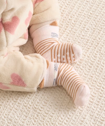 CategoryModel (8825487294606@154)  - Chaussettes bébé fille rayées beige et blanc 