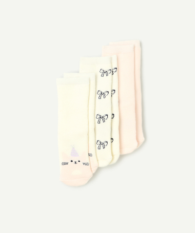 CategoryModel (8821753315470@943)  - lot de 3 paires de chaussettes chaudes bébé fille blanc et rose