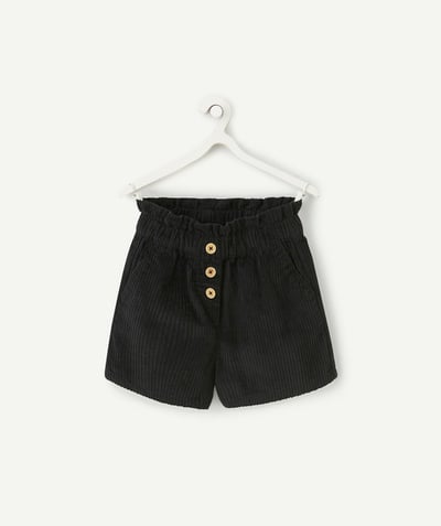 CategoryModel (8824929026190@714)  - black cotton and corduroy shorts for girls