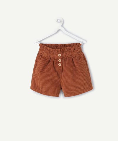 CategoryModel (8825586745486@54)  - Brown organic cotton corduroy shorts for girls