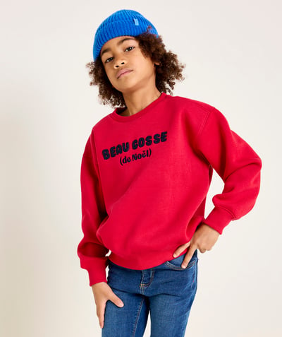 CategoryModel (8824896946318@575)  - Sweat pour garçon rouge avec message de Noël