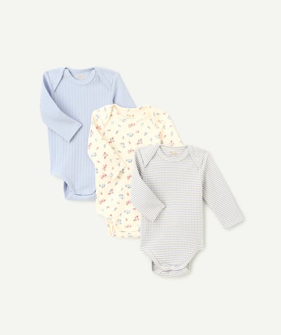 CategoryModel (8821753315470@910)  - set of 3 sky blue, white and floral print ribbed shirts