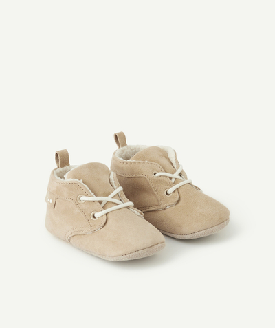 CategoryModel (8821755838606@32123)  - Beige suede baby boy slippers