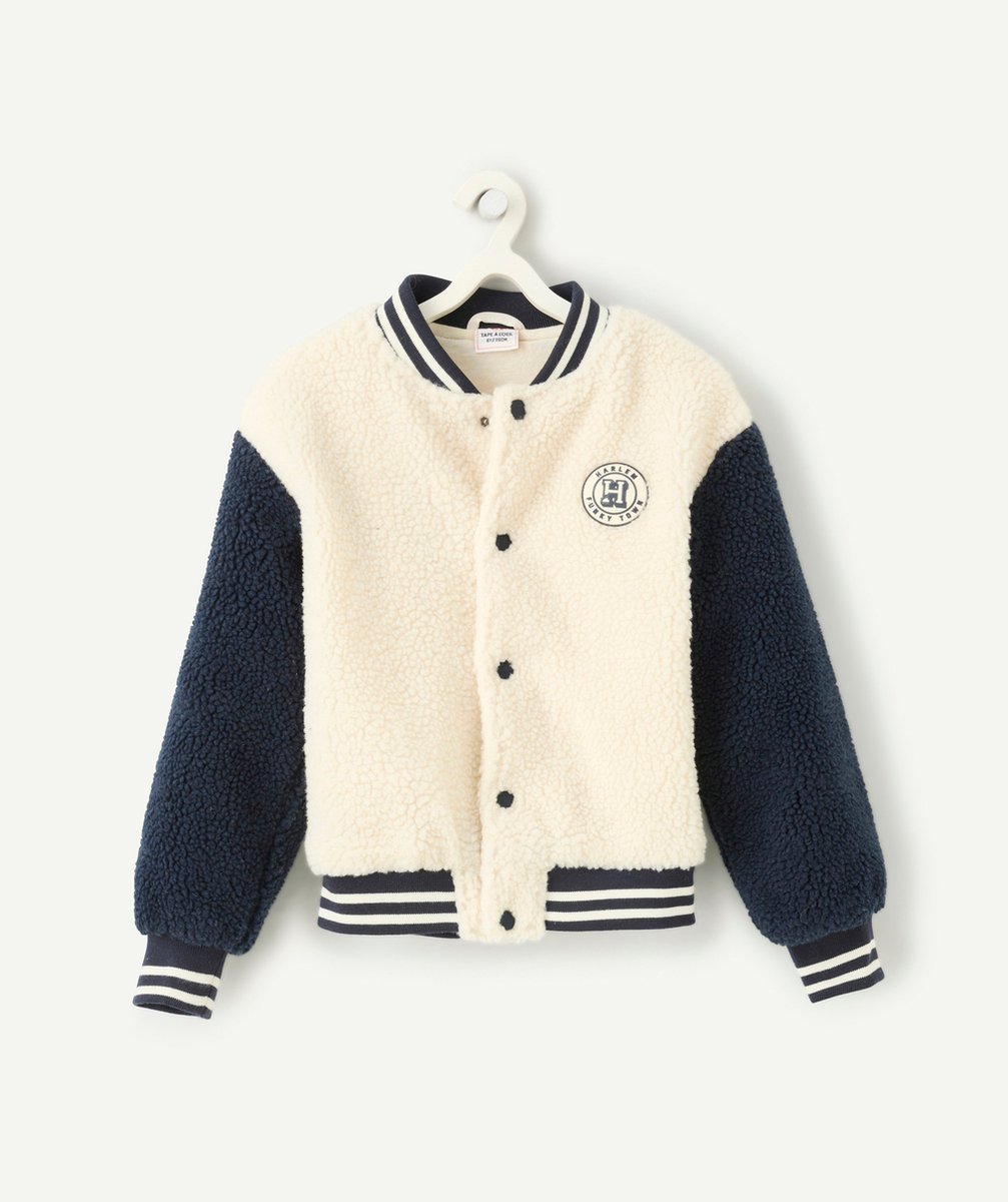   - Boy's two-tone sherpa cardigan