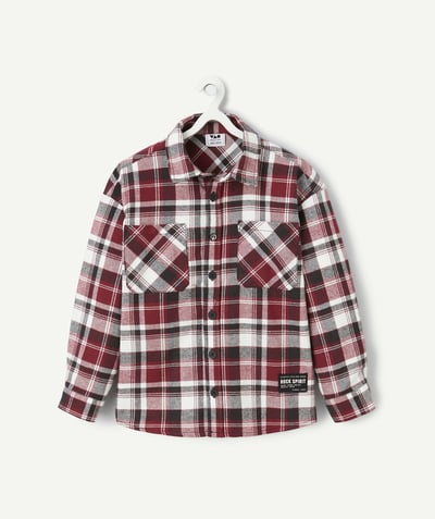 CategoryModel (8826305872014@166)  - burgundy organic cotton boy's plaid shirt