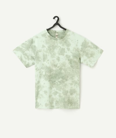 CategoryModel (8821770322062@708)  - organic cotton boy's short-sleeved t-shirt with khaki green tie and dye motif
