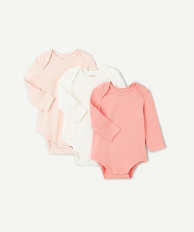 CategoryModel (8821753217166@5805)  - Set of 3 pink long-sleeved bodysuits for girls