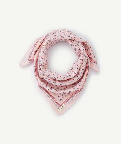 CategoryModel (8821760262286@2540)  - girl's pink cotton scarf with flowers