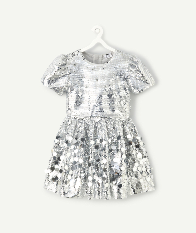   - Girl's skater dress with silver sequins